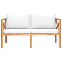 vidaXL Patio Bench with Cream Cushions Solid Teak Wood