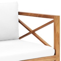 vidaXL Patio Bench with Cream Cushions Solid Teak Wood