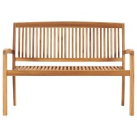 Vidaxl 2-Seater Stacking Patio Bench 50.6 Solid Teak Wood