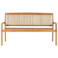 Vidaxl 3-Seater Stacking Patio Bench 62.6 Solid Teak Wood