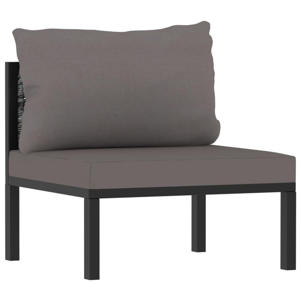 vidaXL Sectional Middle Sofa with Cushion Poly Rattan Anthracite