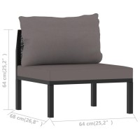 vidaXL Sectional Middle Sofa with Cushion Poly Rattan Anthracite