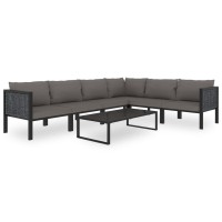 vidaXL 7 Piece Patio Lounge Set with Cushions Poly Rattan Anthracite