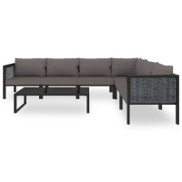 vidaXL 7 Piece Patio Lounge Set with Cushions Poly Rattan Anthracite