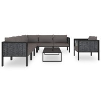 Vidaxl 8 Piece Patio Lounge Set With Cushions Poly Rattan Anthracite