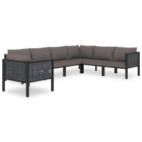 vidaXL 7 Piece Patio Lounge Set with Cushions Poly Rattan Anthracite