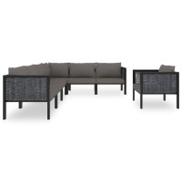 vidaXL 7 Piece Patio Lounge Set with Cushions Poly Rattan Anthracite