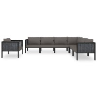 vidaXL 7 Piece Patio Lounge Set with Cushions Poly Rattan Anthracite