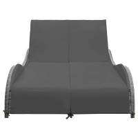 Vidaxl Double Sun Lounger With Cushion Poly Rattan Anthracite