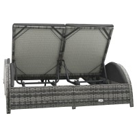 Vidaxl Double Sun Lounger With Cushion Poly Rattan Anthracite