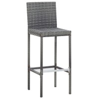 Vidaxl 7 Piece Patio Bar Set With Cushions Poly Rattan Gray