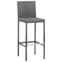 Vidaxl 9 Piece Patio Bar Set Poly Rattan And Acacia Wood Gray