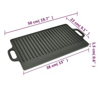 vidaXL Grill Platter Cast Iron Reversible 19.7