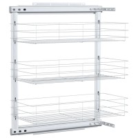 vidaXL 3-Tier Pull-out Kitchen Wire Basket Silver 18.5