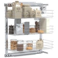 vidaXL 3-Tier Pull-out Kitchen Wire Basket Silver 18.5