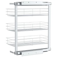 vidaXL 3-Tier Pull-out Kitchen Wire Basket Silver 18.5