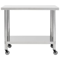 Vidaxl Kitchen Work Table With Wheels 31.5X23.6X33.5 Stainless Steel