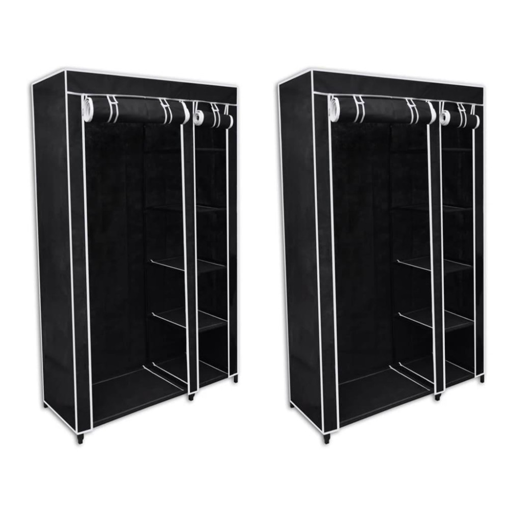 vidaXL Fabric Wardrobes 2 pcs Black