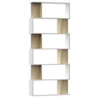 Vidaxl Book Cabinet/Room Divider White And Sonoma Oak 31.5X9.4X75.6 Engineered Wood