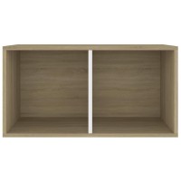 Vidaxl Vinyl Storage Box White And Sonoma Oak 28X13.4X14.2 Engineered Wood