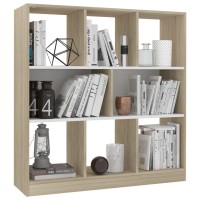 Vidaxl Book Cabinet White And Sonoma Oak 38.4X11.6X39.4 Engineered Wood