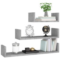 Vidaxl Wall Display Shelf 3 Pcs Concrete Gray Engineered Wood