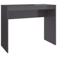Vidaxl Desk High Gloss Gray 35.4 X 15.7 X 28.3 Engineered Wood