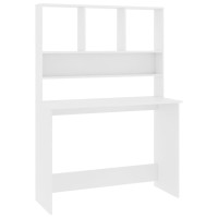 Vidaxl Desk With Shelves White 43.3X17.7X61.8 Engineered Wood