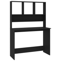 Vidaxl Desk With Shelves Black 43.3X17.7X61.8 Engineered Wood