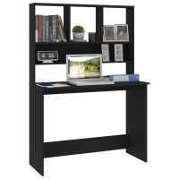 Vidaxl Desk With Shelves Black 43.3X17.7X61.8 Engineered Wood