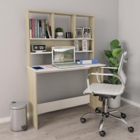 vidaXL Desk with Shelves White and Sonoma Oak 43.3