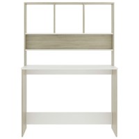 vidaXL Desk with Shelves White and Sonoma Oak 43.3