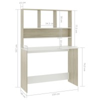 vidaXL Desk with Shelves White and Sonoma Oak 43.3