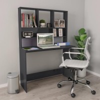 Vidaxl Desk With Shelves High Gloss Gray 43.3 X 17.7 X 61.8 Engineered Wood