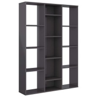 Vidaxl Room Dividerbook Cabinet High Gloss Gray 39.4X9.4X55.1 Engineered Wood