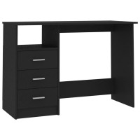 Vidaxl Desk With Drawers Black 43.3X19.7X29.9 Engineered Wood