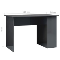 vidaXL Desk High Gloss Gray 43.3