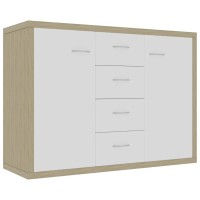 Vidaxl Sideboard White And Sonoma Oak 34.6X11.8X25.6 Engineered Wood