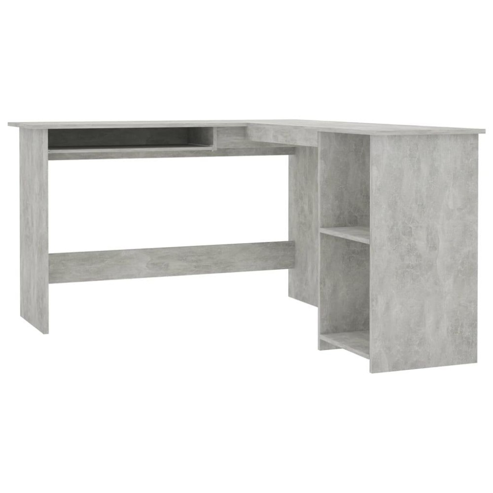 vidaXL L-Shaped Corner Desk Concrete Gray 47.2