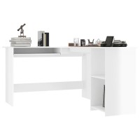 Vidaxl L-Shaped Corner Desk High Gloss White 47.2 X 55.1 X 29.5 Engineered Wood