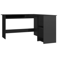 Vidaxl L-Shaped Corner Desk High Gloss Black 47.2 X 55.1 X 29.5 Engineered Wood