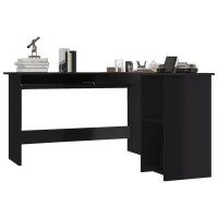 Vidaxl L-Shaped Corner Desk High Gloss Black 47.2 X 55.1 X 29.5 Engineered Wood