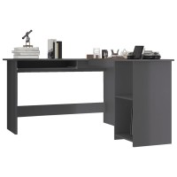 Vidaxl L-Shaped Corner Desk High Gloss Gray 47.2 X 55.1 X 29.5 Engineered Wood