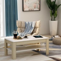 Vidaxl Coffee Table White And Sonoma Oak 43.3X23.6X18.5 Engineered Wood