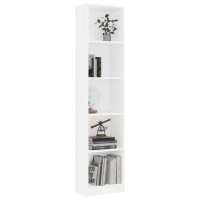 Vidaxl 5-Tier Book Cabinet White 15.7X9.4X68.9 Engineered Wood