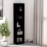 Vidaxl 5-Tier Book Cabinet Black 15.7X9.4X68.9 Engineered Wood