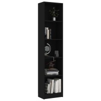 Vidaxl 5-Tier Book Cabinet Black 15.7X9.4X68.9 Engineered Wood