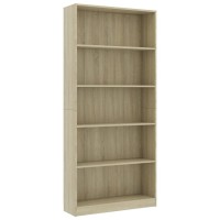 Vidaxl 5-Tier Book Cabinet Sonoma Oak 31.5X9.4X68.9 Engineered Wood