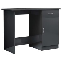 Vidaxl Desk High Gloss Gray 39.4 X 19.7 X 29.9 Engineered Wood