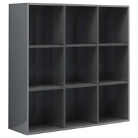 Vidaxl Book Cabinet High Gloss Gray 38.6X11.8X38.6 Engineered Wood